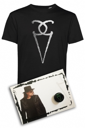 T-SHIRT UNISEX LOGO ARGENTO + CARTOLINA + PINS